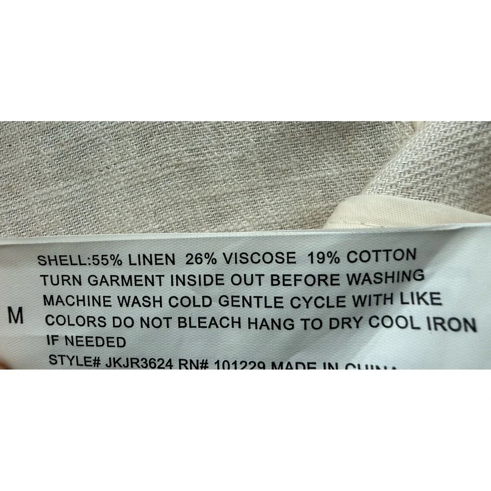Stoosh Women's M Linen Blend Open Front Blazer Pockets